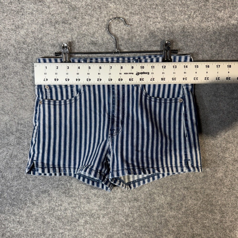 American Eagle Outfitters Blue White Stripe Hi Rise Shortie Shorts‎ Women Size 6 - Picture 9 of 10